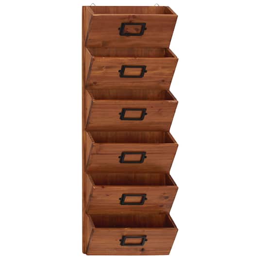 36" Brown Wood Traditional Magazine Rack Holder